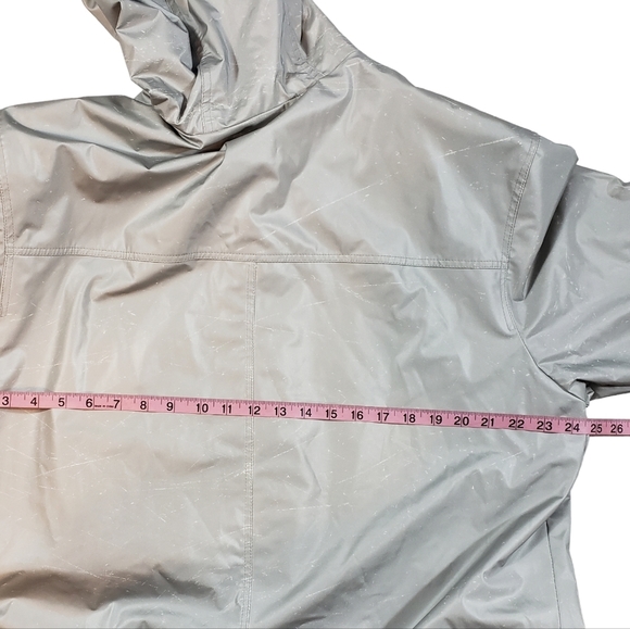 Vintage Komitor Silver Hooded Rain Coat Sz 1X Zip-Up Utility Windbreaker Jacket - Picture 12 of 16